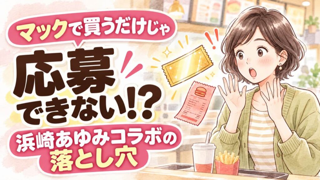 マクドナルド 浜崎あゆみのGolden Campaignでよくある質問を確認する女性のイラスト