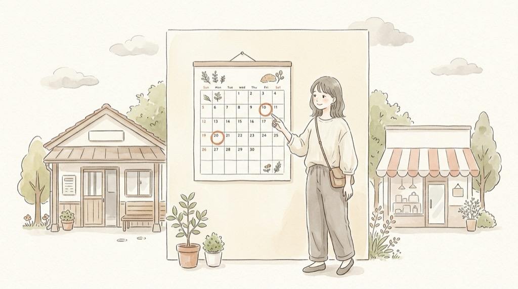 メゾピアノ キティ ポップアップ 2026の池袋と福岡の開催日程を示す水彩イラスト