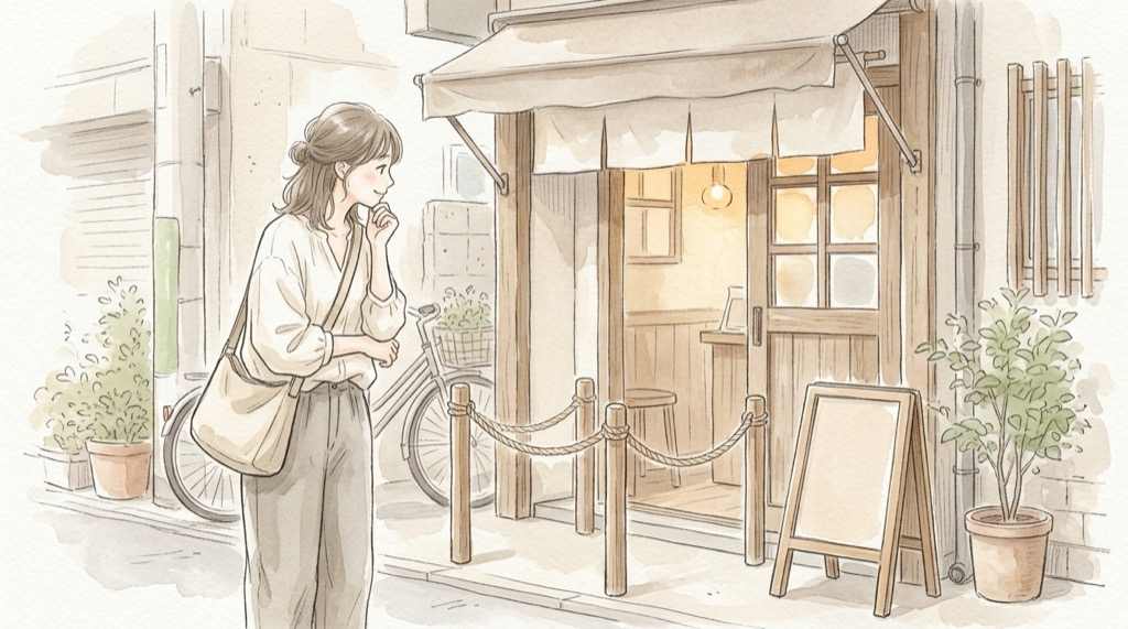 メゾピアノ キティ POP UPの予約と整理券を確認する水彩イラスト