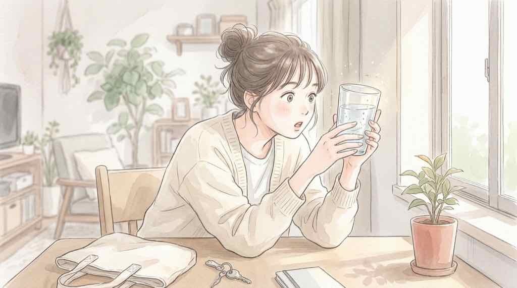 マイクロプラスチックと認知症の関係を整理する女性と脳のイラスト