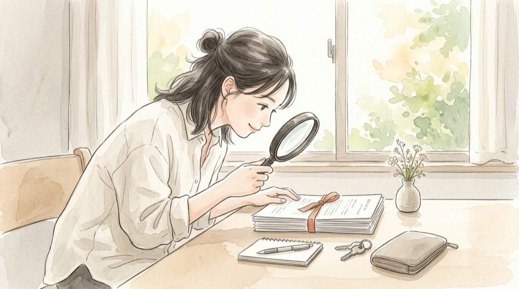 ミライマは怪しい?運営会社と公式ルールを虫めがねで確認するイラスト