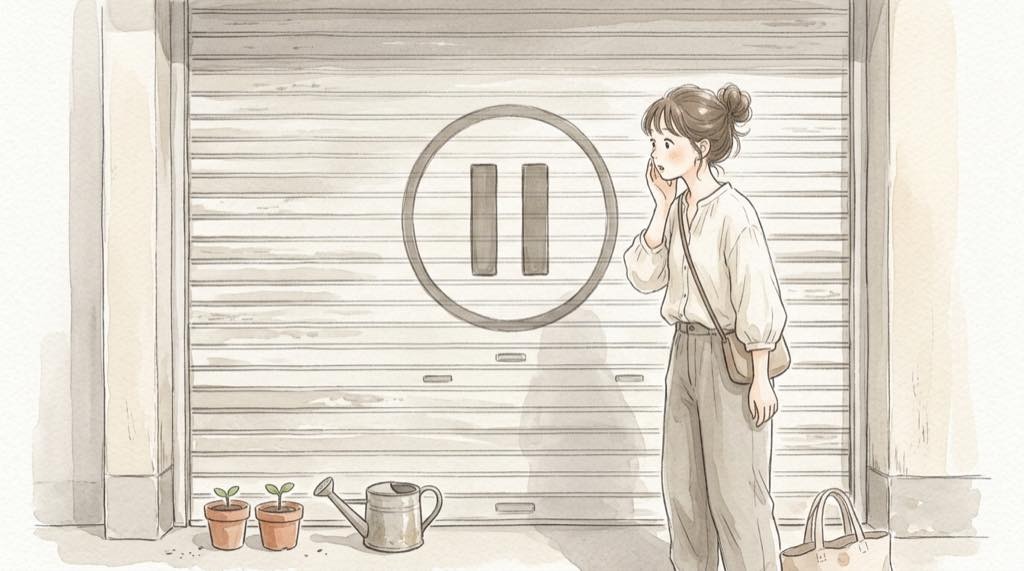 マネックス証券 口座開設 一時停止で既存口座を心配する女性のイラスト
