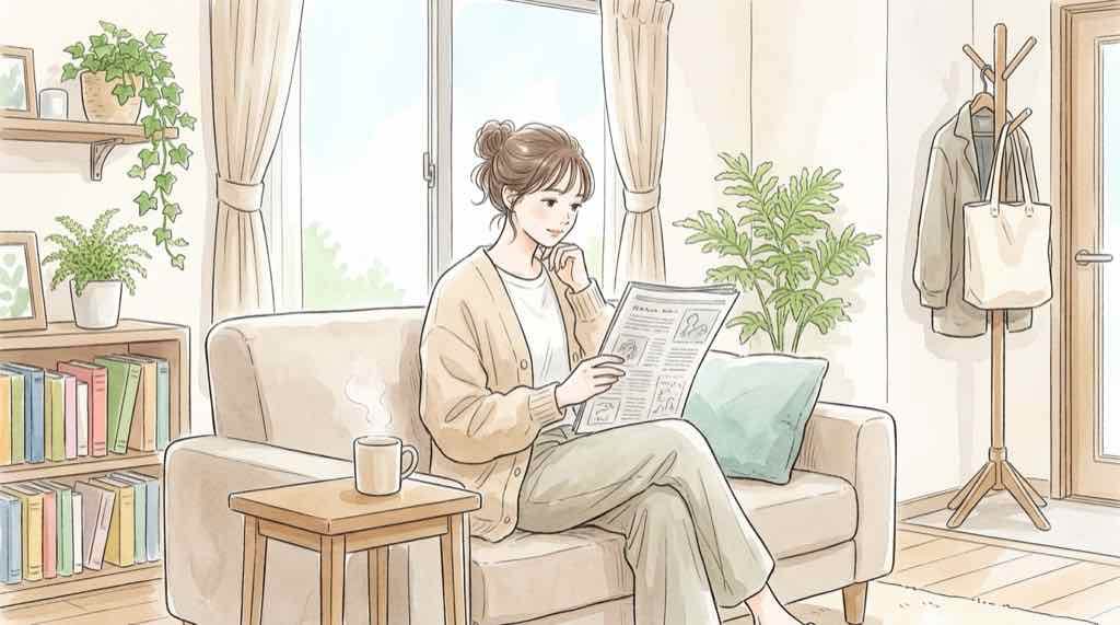 モスカード情報流出で自分は対象か不安な女性が自宅でカードを見つめる様子