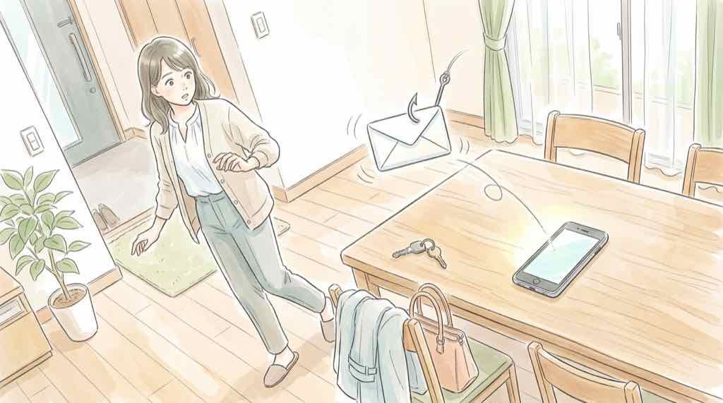 MrMaxを名乗る偽メールや偽SMSに注意を促す警告通知のイメージ