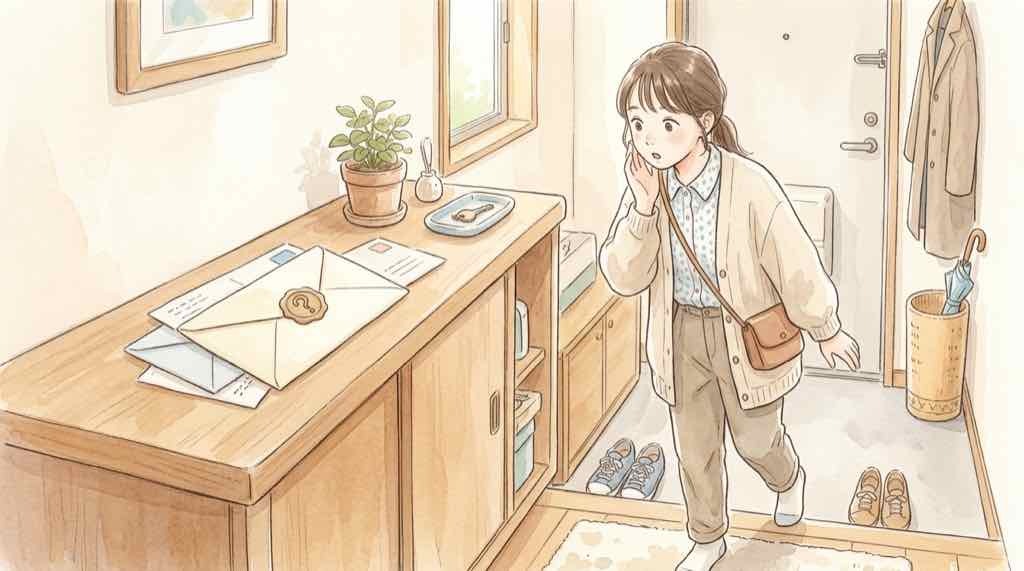 無印良品の情報漏洩で自分が対象か不安になる女性のイラスト