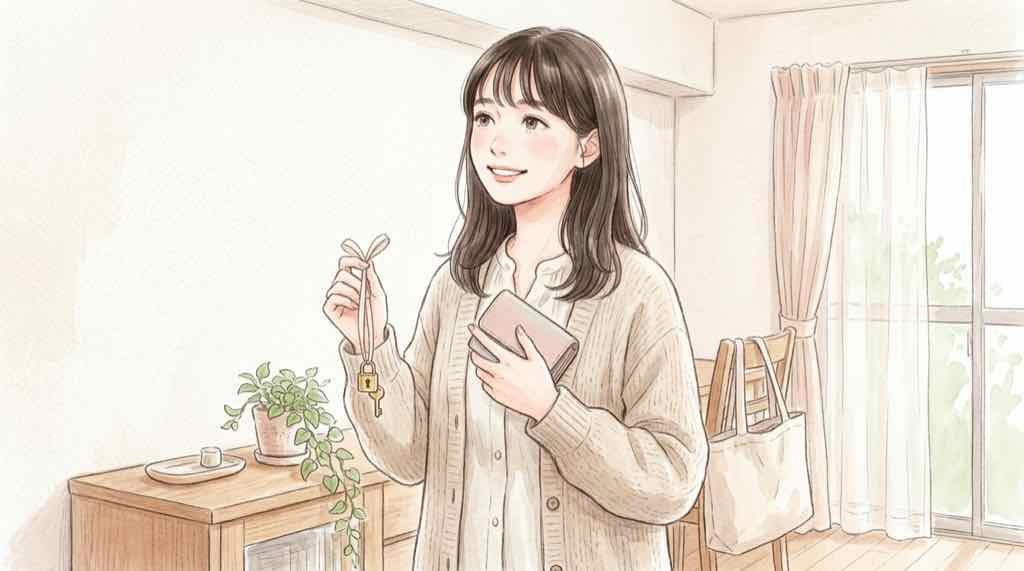 無印良品の情報漏洩でクレジットカードとパスワードの扱いを確認する女性のイラスト