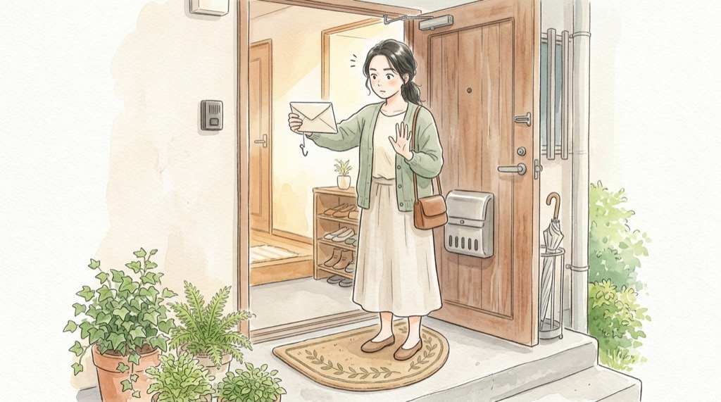 My SoftBank不正アクセスの試みの後に届く不審な郵便物を確かめる女性