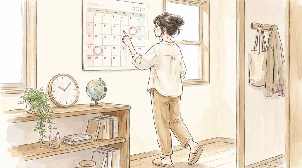 なでしこジャパン次の試合の日本時間早見表を見て笑顔で確認する女性