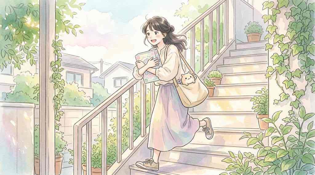 サンリオ パーティランドの発売日と価格を調べる女性のイラスト
