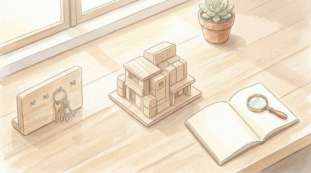開発用のクラウド環境と鍵の管理を表すやさしい水彩イラスト