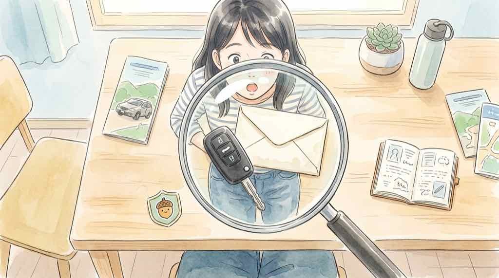 ニッポンレンタカー情報漏洩の対象かを確認する女性、免許証とカード下4桁を気にする様子