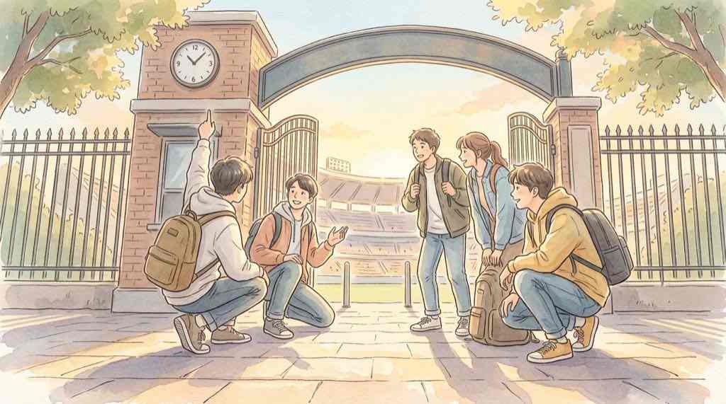 日本シリーズ 第1戦 何時から|夕方のスタジアムに集まるファンのイラスト