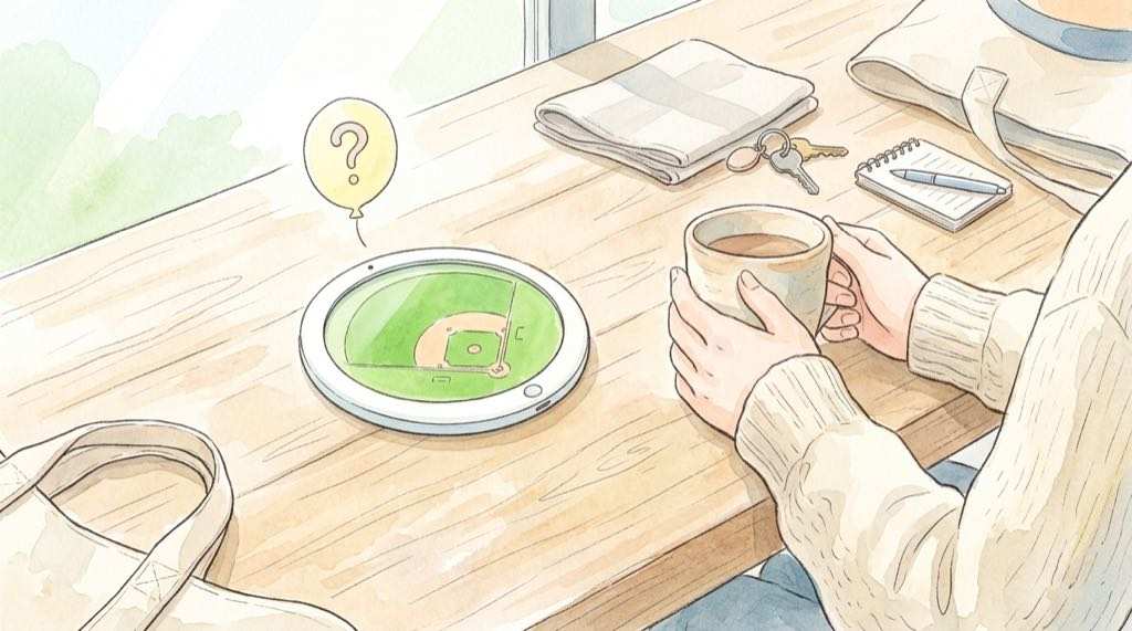 日本シリーズ 無料配信|スマホで野球中継を探す人のイラスト