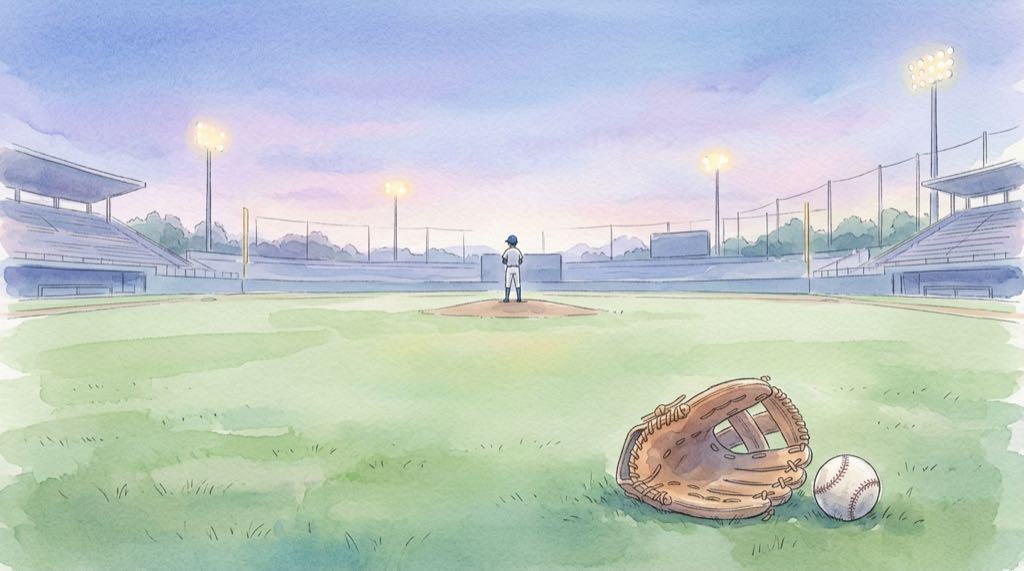 日本シリーズ 先発|マウンドに立つ投手を想像するイラスト
