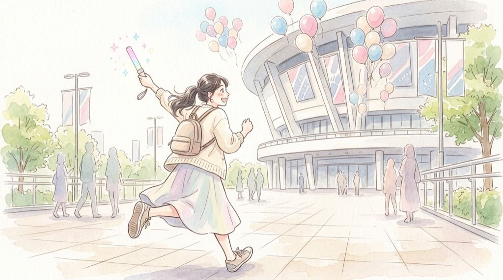 NiziUライブ2026-2027のチケット・日程・座席を確認する女性
