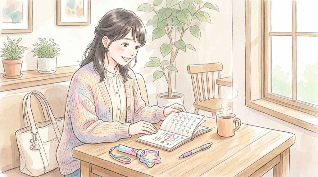 NiziUライブのチケットと電子チケットを準備するイメージ