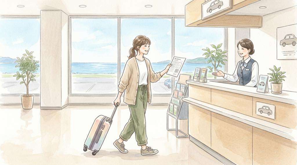 OTSレンタカー 予約済みの利用可否と当日の受け取りを確認するイメージ
