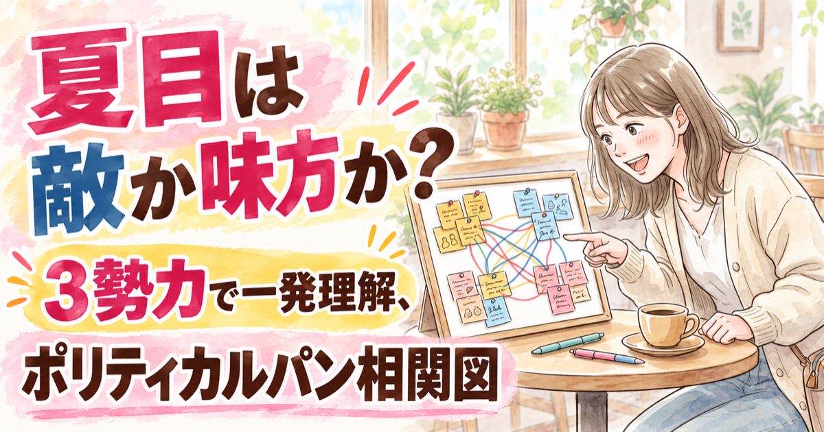 ポリティカルパン相関図を見ながら人物関係を整理する女性とドラマのイメージ