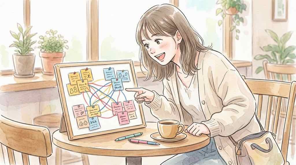 ポリティカルパン相関図を見ながら人物関係を整理する女性とドラマのイメージ