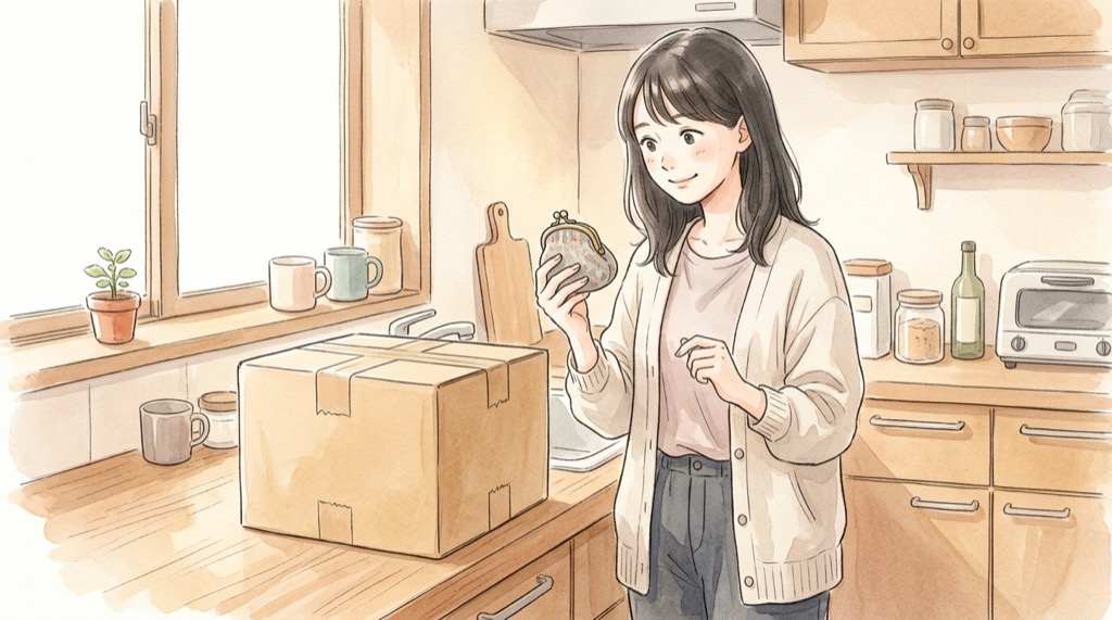 ポムポムプリン イオン 送料や注文条件を確認する女性のイラスト