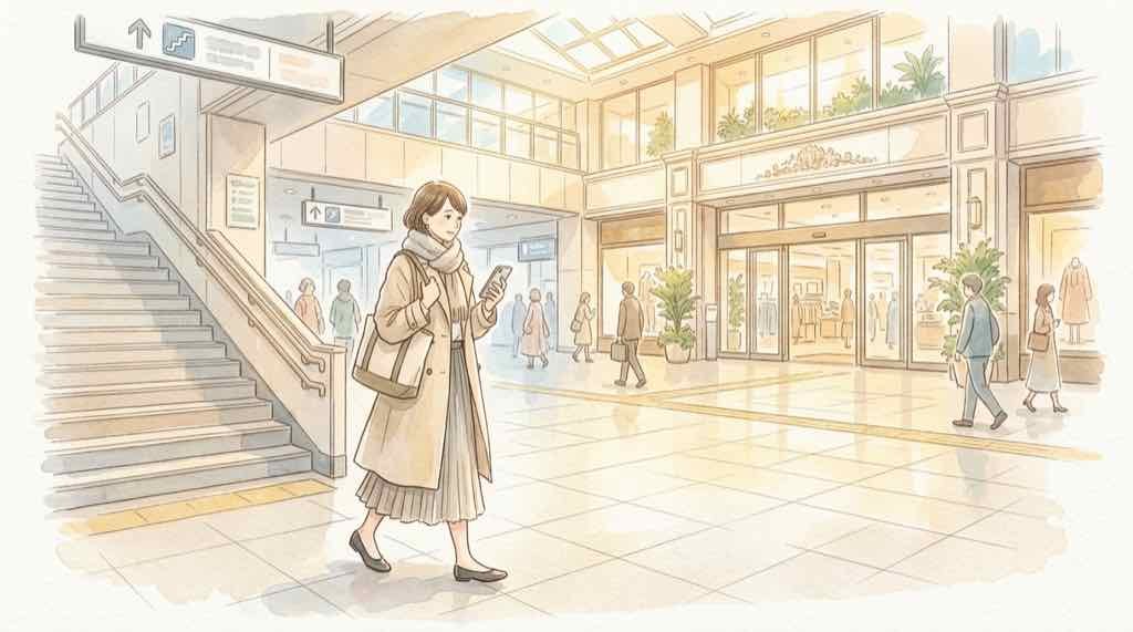 ポムポムプリン町田の会場、小田急百貨店町田店へ町田駅から向かう道順