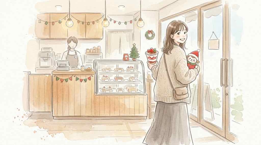 ピューロランド クリスマス限定のマスコットや、くまのがっこうコラボのパフェのイメージ