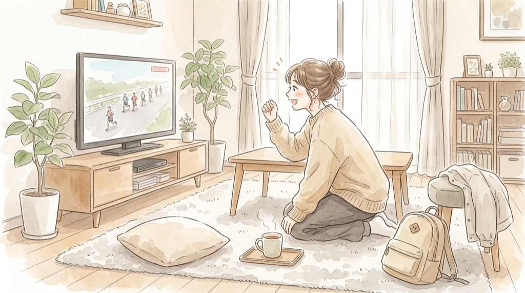 クイーンズ駅伝2026のテレビ放送やTVer配信を確認する日曜の昼のイメージ