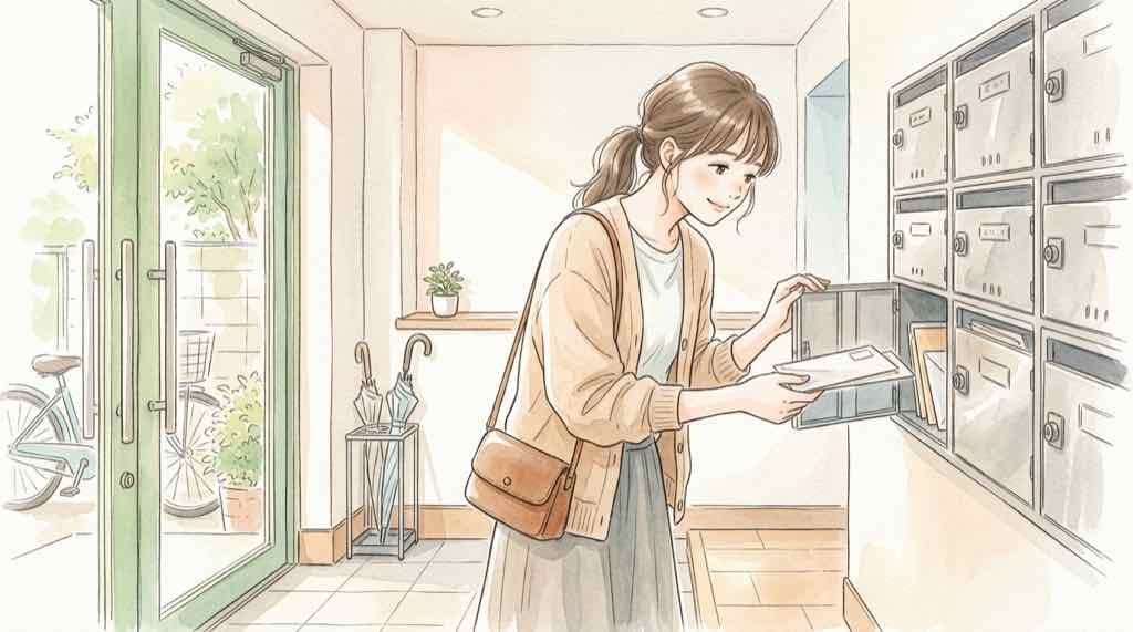 楽天ドライブ 情報漏洩の対象を確認するためメールを見る女性のイラスト