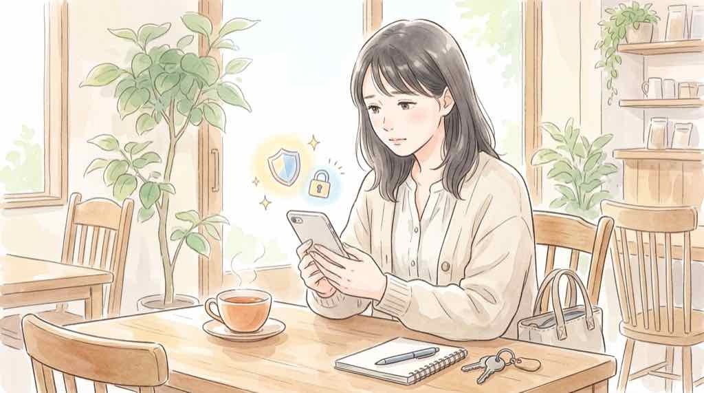 楽天会員の情報漏洩への不安に、公式情報を一つずつ確認する女性