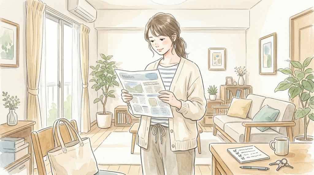 楽天会員の情報漏洩を示す書類とスマホを確認する女性の様子