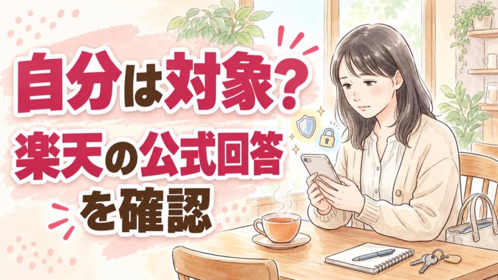 楽天会員の情報漏洩への不安に、公式情報を一つずつ確認する女性