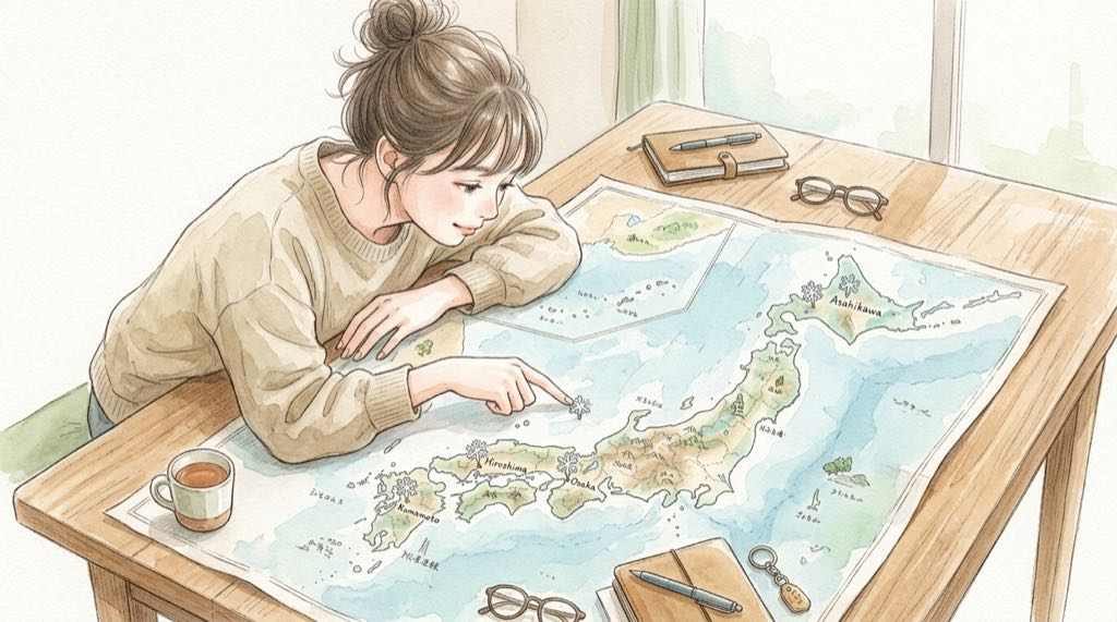 りくりゅうアイスショー2027の日程と会場を示す、リンクを囲む4つの都市の水彩イラスト