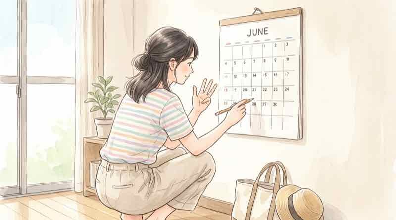 佐川急便 100日の対象期間をカレンダーで確かめる水彩イラスト