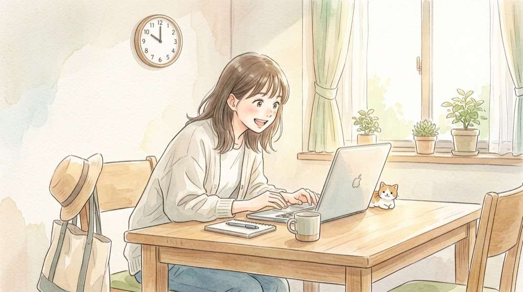 Sanrio closet collectionの通販は何時からかを確認する10時の待機シーン