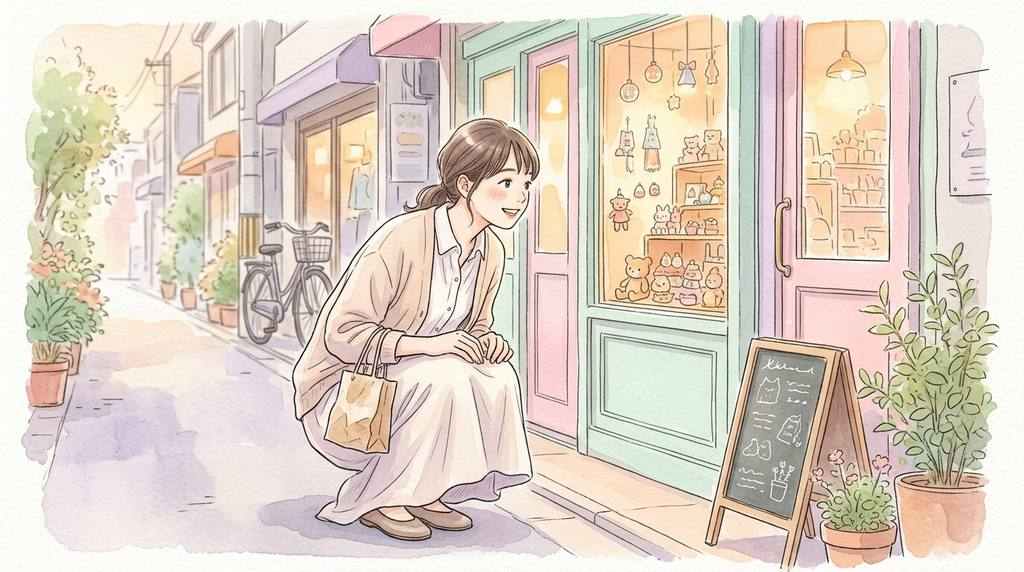 サンリオ ハローステージとちいかわパークストアを回るイメージのイラスト