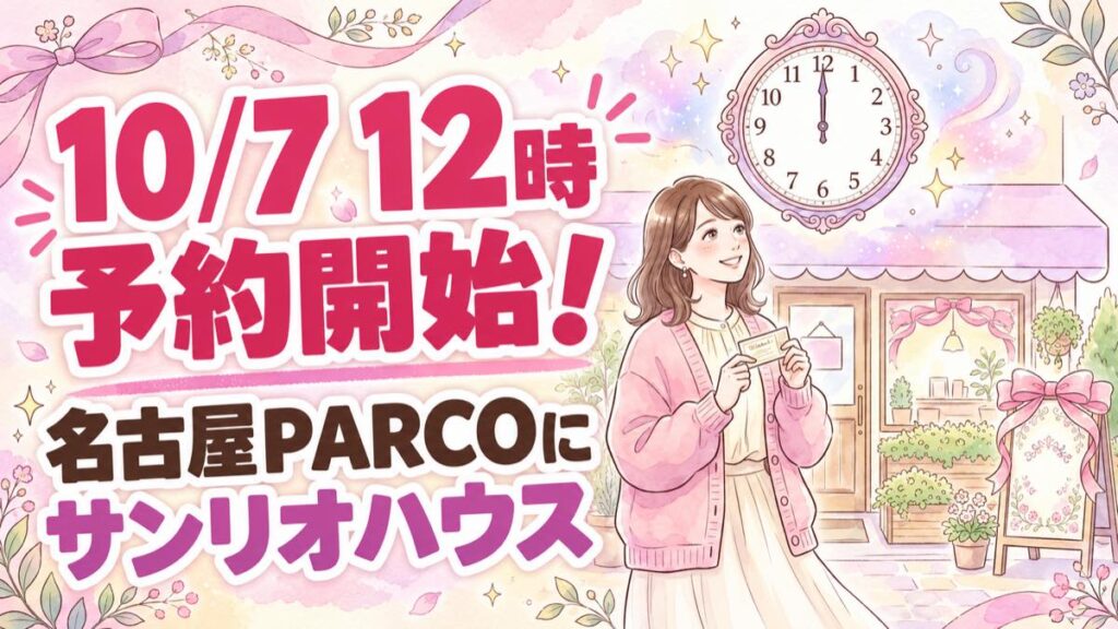 サンリオハウス名古屋の予約方法を紹介するキティのイラスト