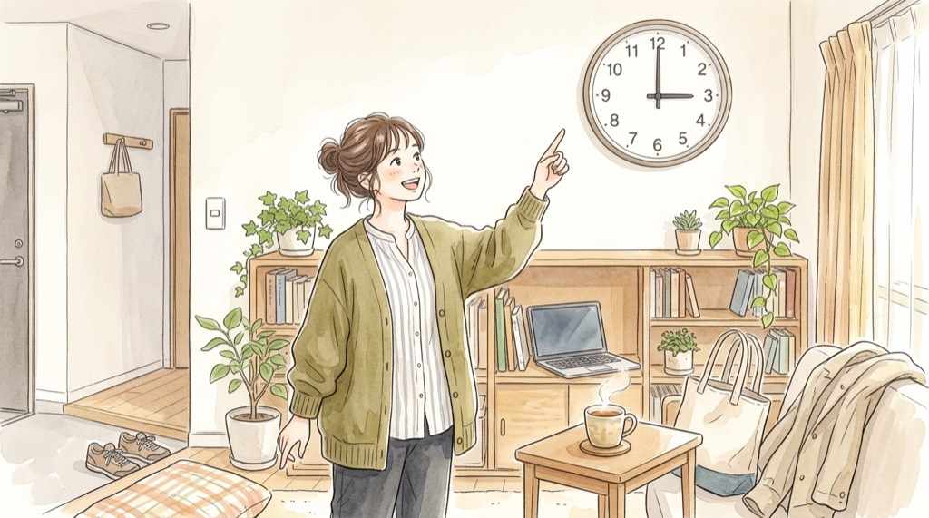しまむら サンリオ オンライン 15時から始まる通販の開始を待つスマホの水彩イラスト