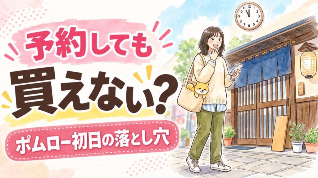 スシロー ポムポムプリン 2026、10月7日スタートのコラボをお祝いする女性のイラスト