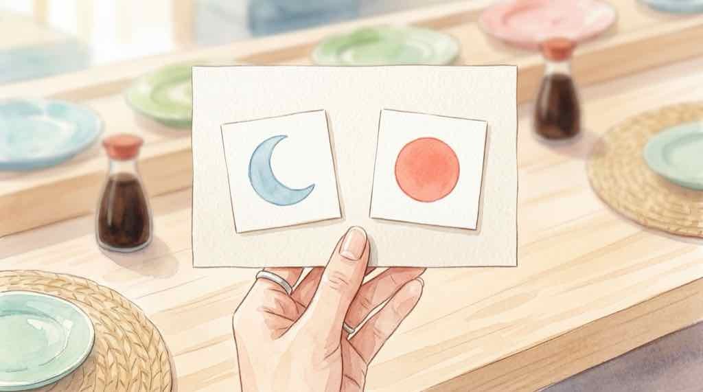 スシロー ポムポムプリン 売り切れの在庫確認、品切情報を見る手元のイラスト