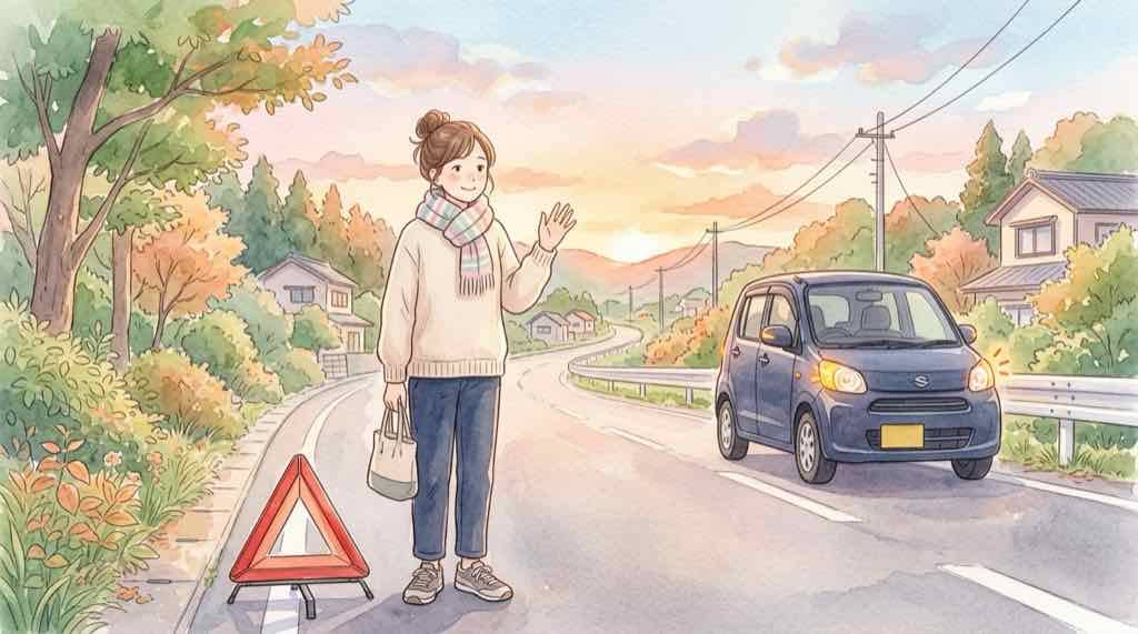 タイムズカー事故後に警察とタイムズカーへ連絡して落ち着いて対応する女性