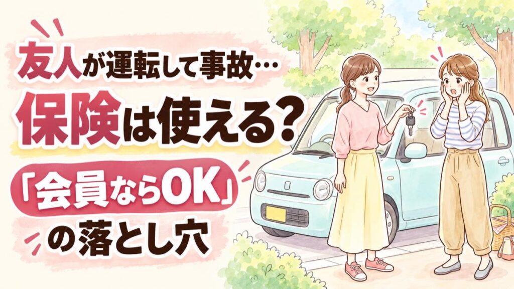 タイムズカー 友人 運転 事故で保険が使えるか確認する女性