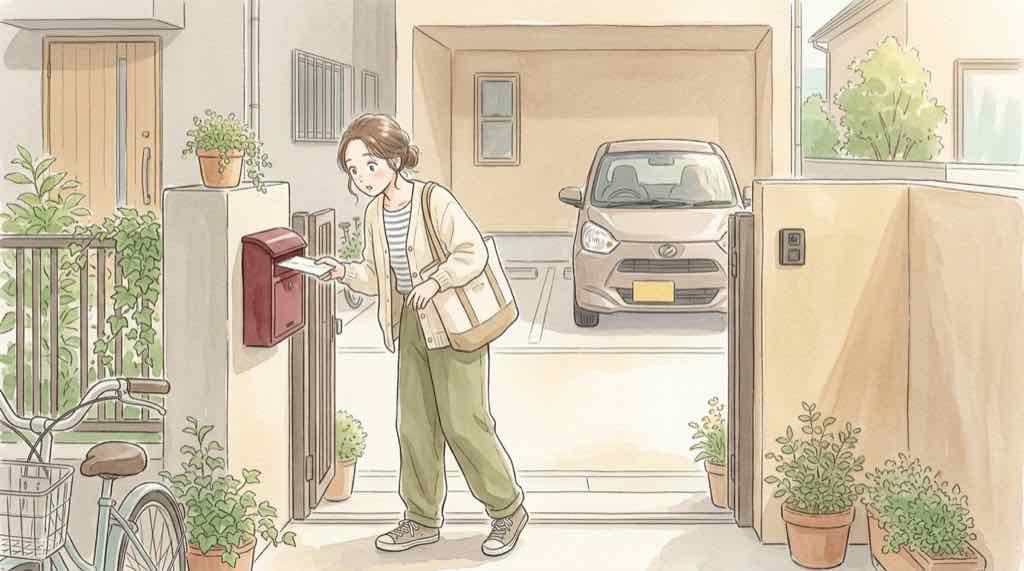 タイムズカー 免許証 7年保存の流出ニュースで自分が対象か不安になる女性のイラスト