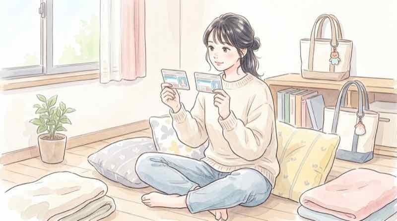 タイムズカー 免許証 流出 クレジットカードの不安を調べる女性のイラスト