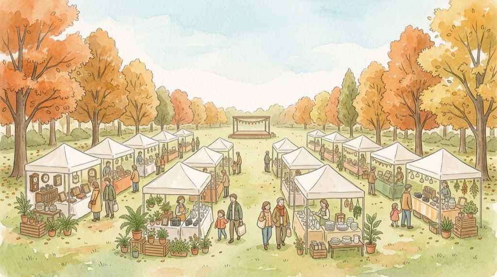 東京蚤の市2026秋の開催概要|昭和記念公園ゆめひろばの会場風景