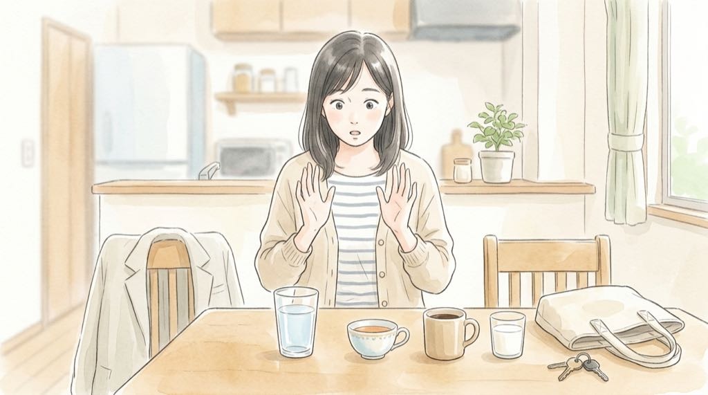 トリセツショー薬の飲み方で知りたい、お茶と食間と飲み忘れを解説する薬と水のイメージ