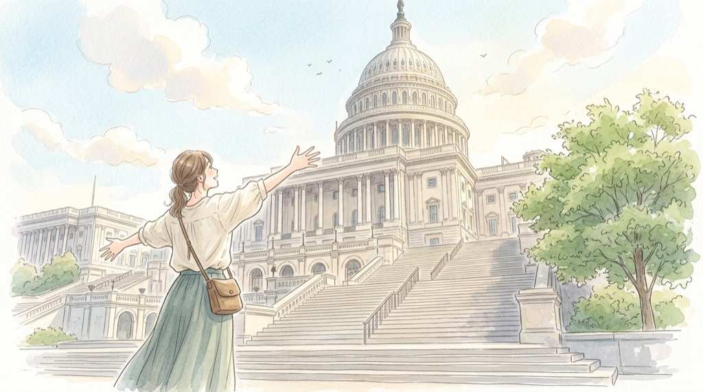 議会と大統領の関係を考える女性のイラスト