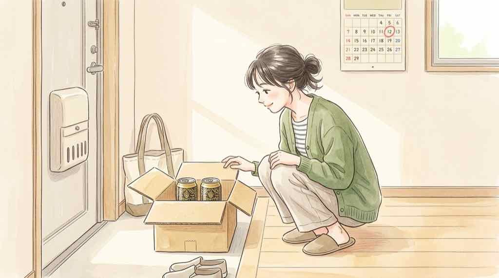 VIVANT第2弾デザイン缶の発送日と種類を確認するイラスト