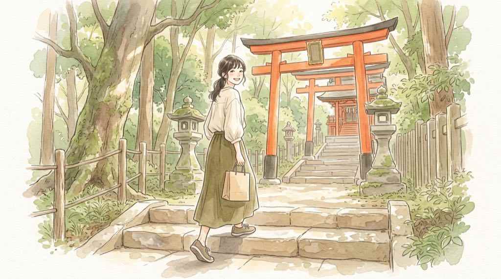 VIVANT 聖地巡礼で神田明神へ向かう半日ルートの女性