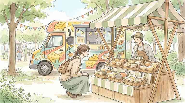和チーズ キッチンカーとマルシェを楽しむ無料エリアのイメージ