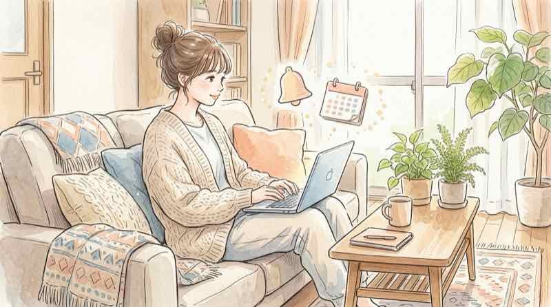 Windows緊急更新の概要を伝える、更新通知が出たパソコンと警告アイコンのイラスト